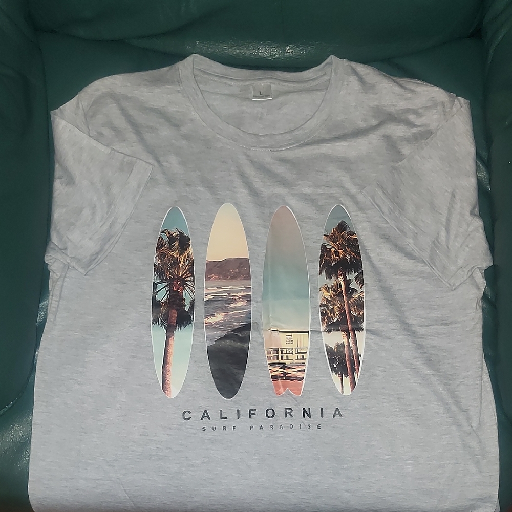 Gray California Surf Graphic T-Shirt